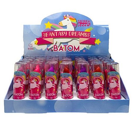 Batom Bastão Teen Linha Unicórnio Safira - Box c/ 35 unid