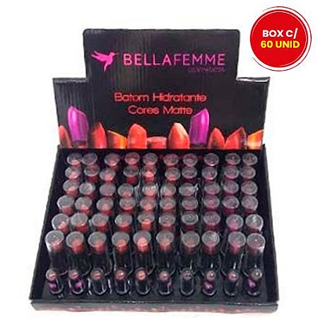 Batom Hidratante Cores Matte Bella Femme BF10012A7 - Box c/ 60 unid