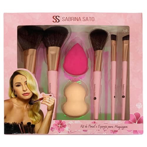 Kit de Pinceis com Esponja para Maquiagem Sabrina Sato SS-855/SS-857/SS-858/SS-1204
