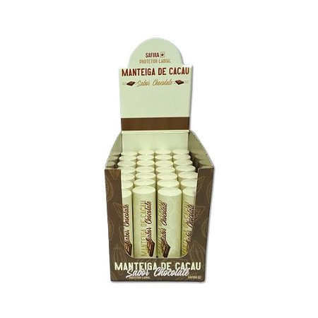 Manteiga de Cacau Protetor Labial Sabor Chocolate Safira - Box c/ 35 unid
