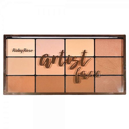 Paleta de Pó Facial e Pó Bronzeador Artist Face Ruby Rose HB-7218