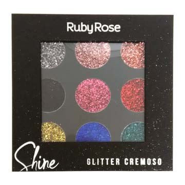 Paleta de Sombras Shine Glitter Cremoso Ruby Rose HB-8407-B