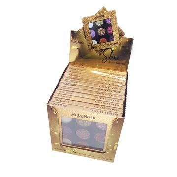 Paleta de Sombras Shine Glitter Cremoso Ruby Rose HB-8407-G – Box c/ 12 unid