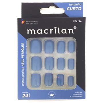 Unhas Postiças Macrilan Curto Azul Petróleo UP219A