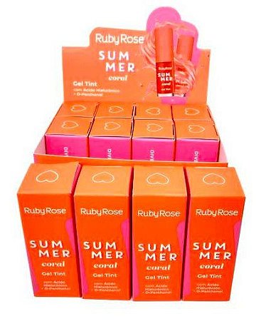 Gel Tint Summer Coral Ruby Rose HB-555 – Box c/ 12 unid