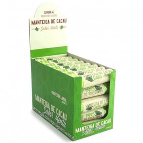 Manteiga de Cacau Protetor Labial Sabor Menta Safira - Box c/ 35 unid