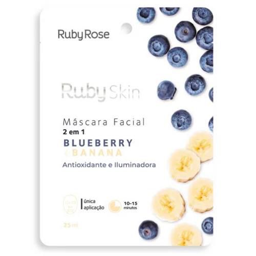 Máscara Facial de Tecido Blueberry e Banana Ruby Rose HB-705