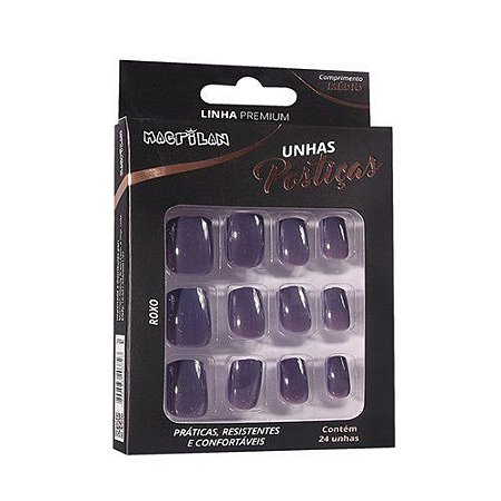 Unhas Postiças Macrilan Linha Premium Médio Roxo UP304A