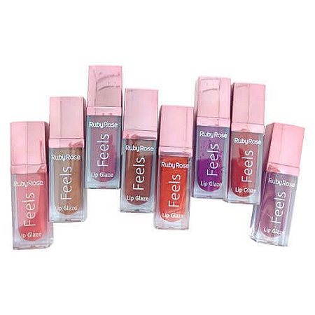 Gloss Labial Lip Glaze Feels Ruby Rose HB-8227 – Kit c/ 08 unid