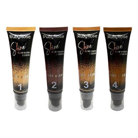 Iluminador Líquido Body Glow Shine Ruby Rose HB-8110 – Kit c/ 04 unid