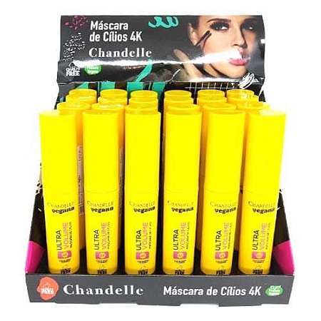 Máscara de Cílios Vegana 4K Ultra Volume Chandelle - Box c/ 24 unid