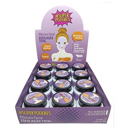 Máscara Facial Esfoliação Total Super Poderes ESTSP01 - Box c/ 12 unid