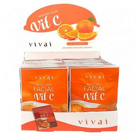 Máscara Facial Vit C com Extrato da Fruta Vivai 5045 – Box c/ 48 unid