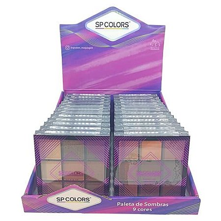 Paleta de Sombras 09 cores SP Colors SP022 – Box c/ 24 unid