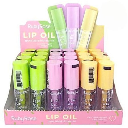 Lip Oil Gloss Labial Hidratante Care Fun Ruby Rose HB-562 - Box c/ 24 unid
