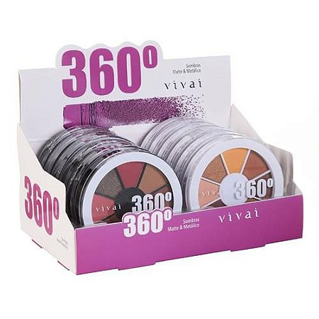 Estojo de Sombras Matte e Metálico 360° Vivai 4040.9.1 – Box c/ 12 unid