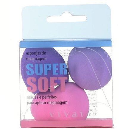 Kit com 03 Esponjas para Maquiagem Super Soft Vivai 5000.1.1