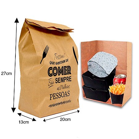 Saco Para Delivery 20x13x26 ( 100unid Melhor Preço )COM FRASE