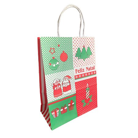 Sacola Papel Kraft Natal 18x9x24 ( 30unid Promoção )