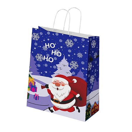 Sacola de Papel Kraft Natal Presente ( 18x25x10 -  20unid ) - Modelo N01 -P3