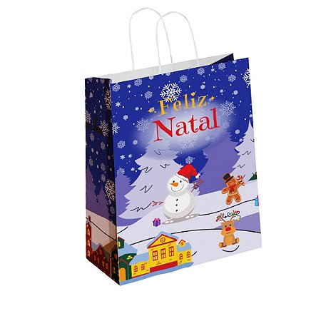 Sacola de Papel Kraft Natal Presente MINI ( 13x19x07 -  20unid ) - Modelo PN05