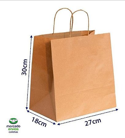 Sacola Kraft Delivery II 27X18X28 100 unidades PROMOÇÃO -  www.sacolakraft.com.br