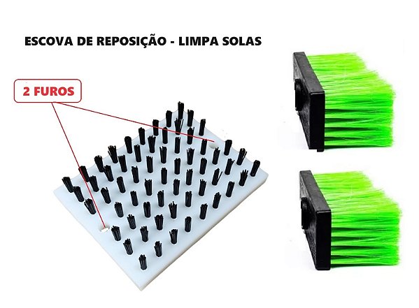 Kit Escovas de Reposição Grande 2 furos Raspador Limpa Solas