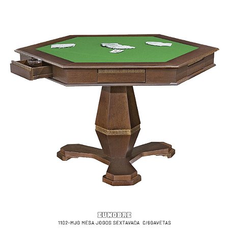Mesa de Jogos de cartas, de luxo com gavetas e porta copo feita em  madeira maciça de jequitibá