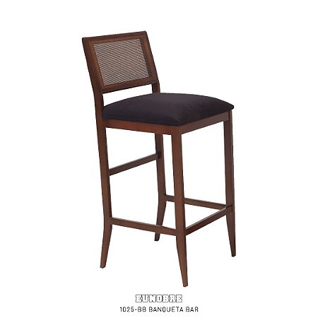 Banquetas bar com encosto de Rattan e assento com estofado