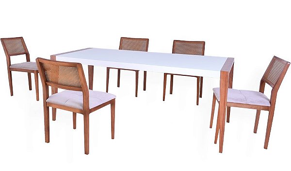 mesa de jantar 6 lugares tampo de vidro clean