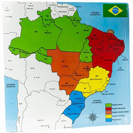 Mapa do Brasil Quadrado - A Pontee - Brinquedos Educativos