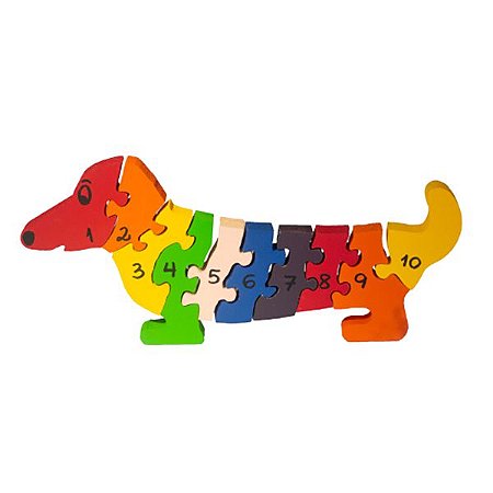 Quebra-cabeça Cachorro com números 1 a 10 (21 meses+)
