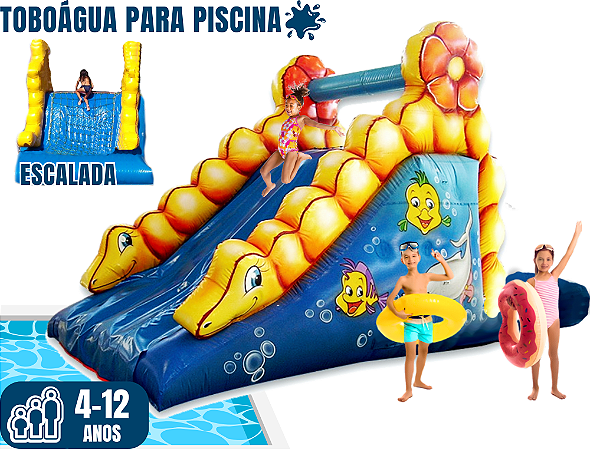 Toboágua FUNDO DO MAR para piscina (2x1: escorregador e escalada) (4m x 3m / altura: 3m)