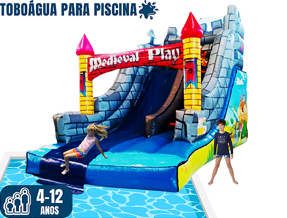Toboágua MEDIEVAL para piscina (7m x 4m / altura: 3,70m)
