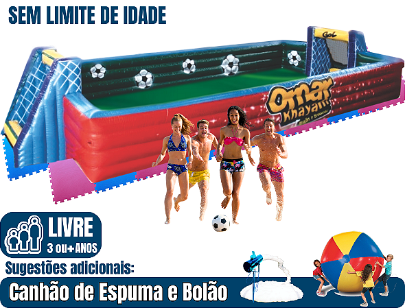 Futebol de Sabão TRADICIONAL com chão sobre tatames (área total: 14m x 6m  / altura: 2m)