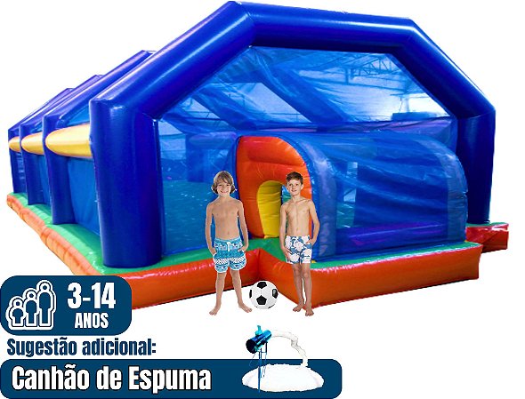 Futebol de Sabão COBERTO PREMIUM (área total: 10m x 5m / altura: 3m)