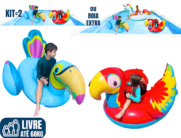 Kit com 2 Boias Gigantes: ARARA e TUCANO