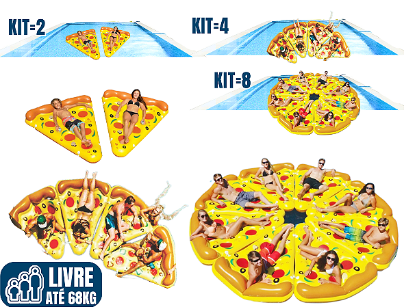 Kit com 2 ou 4 ou 8 Bóias Gigantes: FATIAS DE PIZZA
