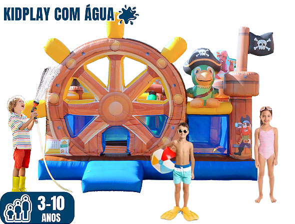 ILHA DO PIRATA com água (3x1: pula-pula, escorregador e piscina com água ) (5,20m x 3,80m / altura: 3m)