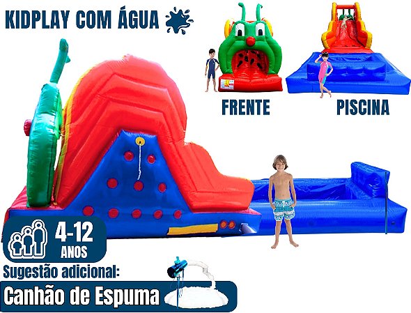 Toboágua CENTOPEIA com PISCINA INFLÁVEL PREMIUM (3x1: escalada, escorregador e piscina com água ou espuma) (8m x 2,30m / altura: 3,30m)