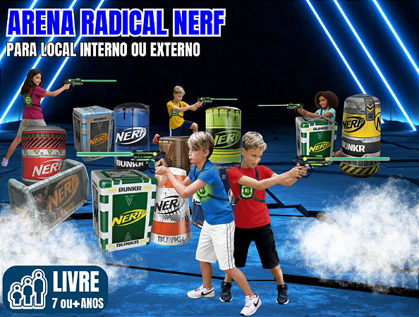 PISTOLAS LASER TAG com ARENA RADICAL NERF (opcional: luzes e névoa)  (para local interno ou externo)