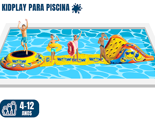 PARQUE AQUÁTICO WOW  (mini-tobogã: 3m x 2,5 / altura: 1,2m)  (plataforma flutuante: 3m x 2m) (trampolim: 2m x 2m) (total: 8m x 2,5m)