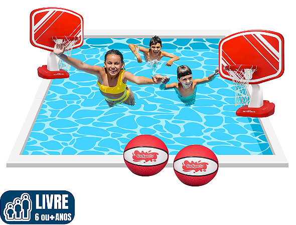 Basquete Aquático SPLASH PREMIUM RED DOUBLE para piscina (duas cestas) (altura: 1m)