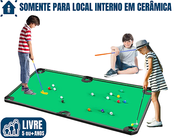 GOLF INDOOR com tapete, tacos e bolas (2,70m x 1,5m)