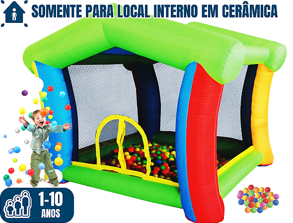 CASINHA INFLÁVEL DE BOLAS (para local interno em cerâmica) (2,70m x 2,30m / altura: 2m)
