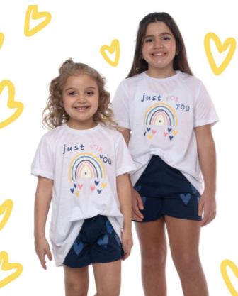 Pijama Infantil Feminino Arco Íris Brilha no Escuro