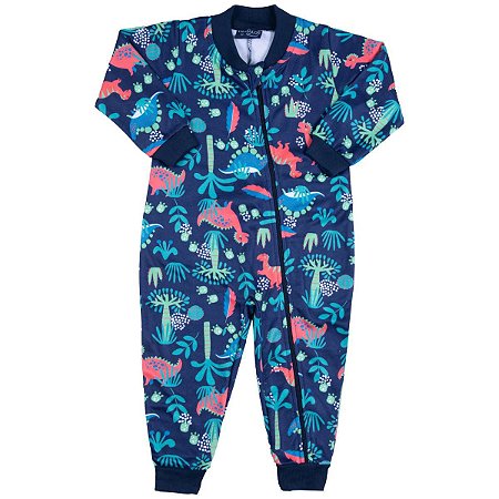 Pijama Macacão Infantil Flanelado Dinossauros