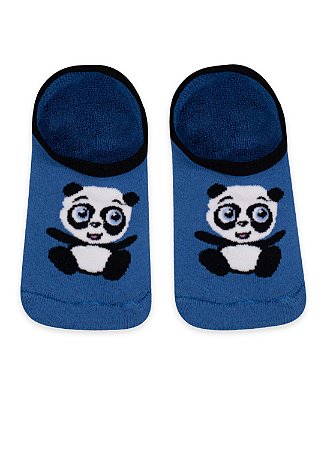 Meia Infantil Antiderrapante Azul Panda Gummi