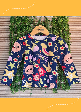 Blusa Infantil Feminina Manga Longa  Estampada Elian