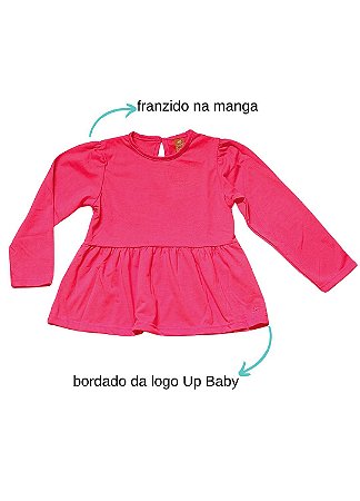Blusa Infantil Feminina Manga Longa Pink Up Baby